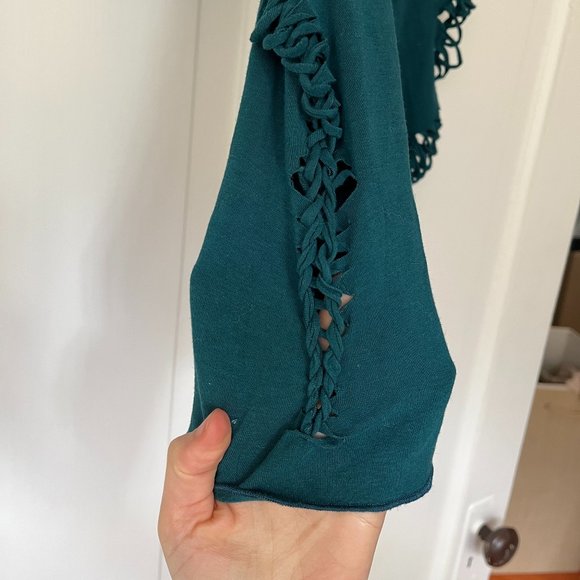 MahaDevi Design Malaya Yoga Tights with Braided Leg in Teal - Picture 4 of 7